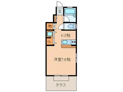 赤大路サクラハウスII(1K/1階)の間取り写真