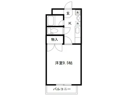 ウィンベルデュエット仙台北山I(1K/3階)の間取り写真