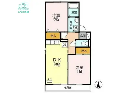 メゾンド富の原B(2DK/1階)の間取り写真