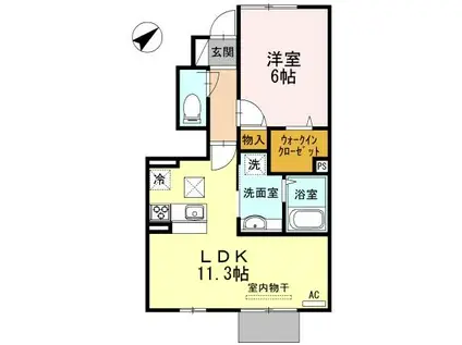 クレールわかば(1LDK/1階)の間取り写真