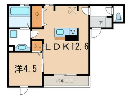 クリアパーク東神戸(1LDK/2階)の間取り写真