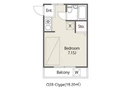 ローズアパートQ38番館(ワンルーム/2階)の間取り写真