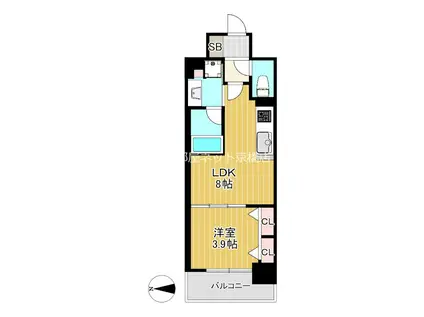 アーバネックス東梅田(1LDK/3階)の間取り写真