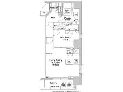 コンフォリア秋葉原イースト(1LDK/8階)の間取り写真
