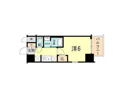 エステムコート神戸湊町(1K/9階)の間取り写真