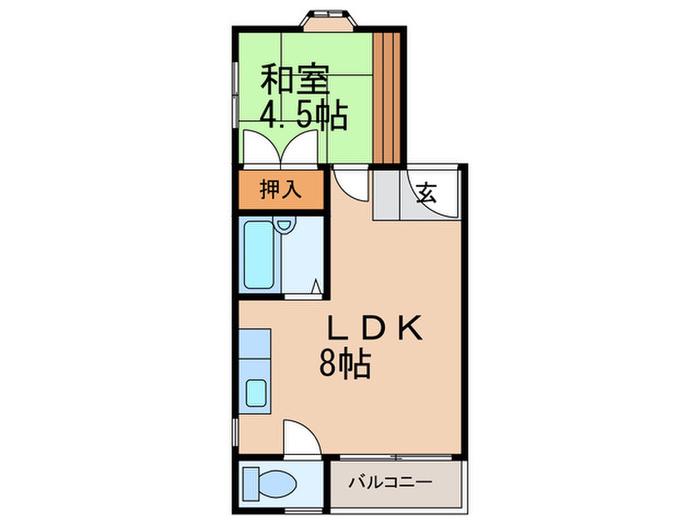 ハーベスト烏帽子(1LDK/3階)の間取り写真