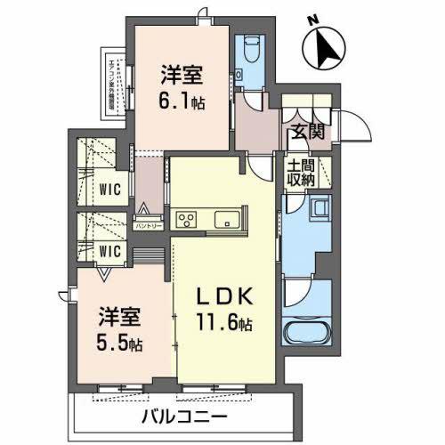 SHAMAISON HARMONIE甲子園(2LDK/3階)の間取り写真