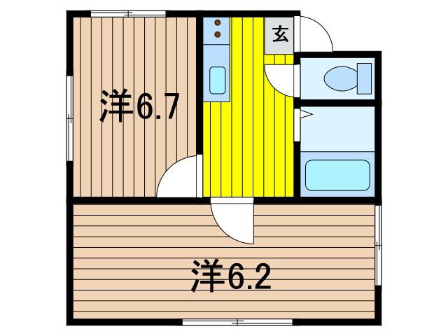 ジュネス八洲(2K/2階)の間取り写真