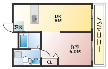 SENSE神戸西(1LDK/4階)の間取り写真