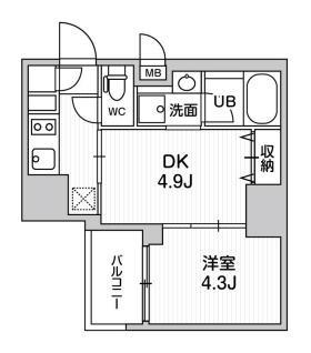 SYFORME大井町II(1DK/7階)の間取り写真