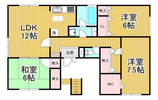 ハイツM(1LDK/1階)の間取り写真