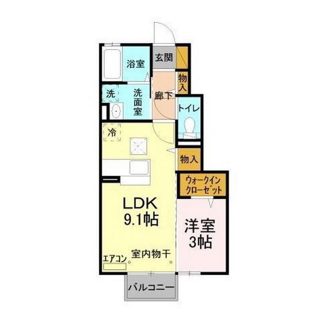 ソレアード B(1LDK/1階)の間取り写真