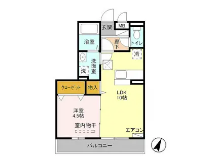 エクレールカナ 202(1LDK/2階)の間取り写真