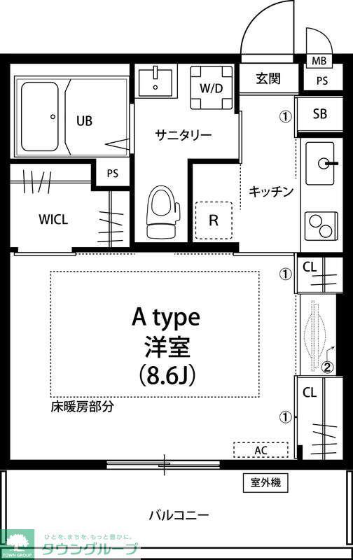 リブリ・クレイン柏(1K/3階)の間取り写真