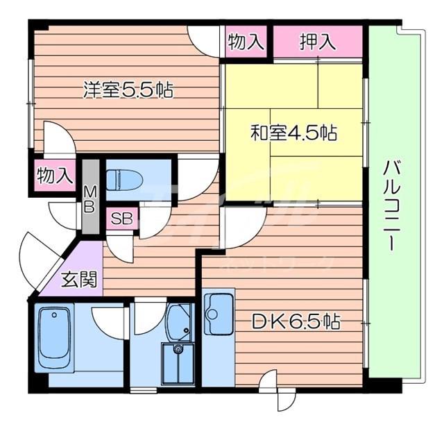光栄ハイツ千里丘(2DK/1階)の間取り写真