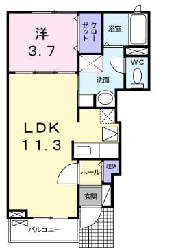 サンアルグレアA(1LDK/1階)の間取り写真