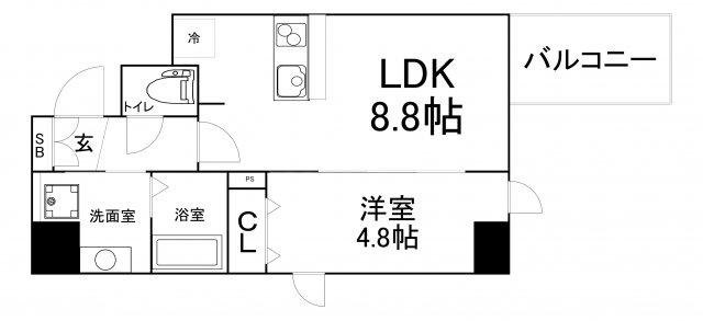 プレサンス北浜レガーロ(1LDK/14階)の間取り写真