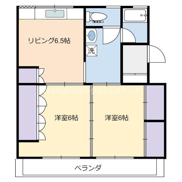 ダイナシティ(2DK/3階)の間取り写真