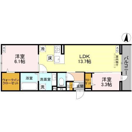 グラン南越谷(2LDK/1階)の間取り写真