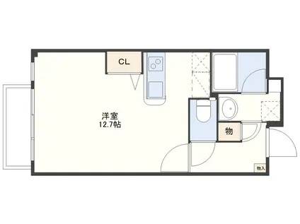 ハーバーヒルガーデン南山手(ワンルーム/1階)の間取り写真