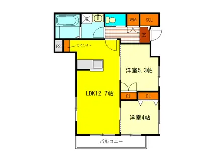 ファマーロ(2LDK/2階)の間取り写真