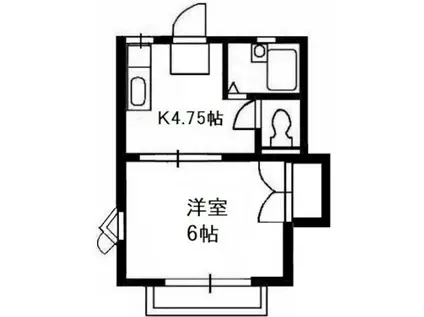 グリーンピア中島B(1K/2階)の間取り写真