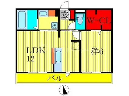 サフィール(1LDK/3階)の間取り写真
