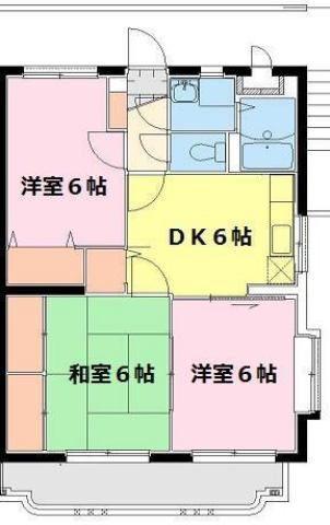 ケイアイビル(3DK/1階)の間取り写真