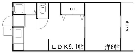 MISTRAL白国(1LDK/2階)の間取り写真