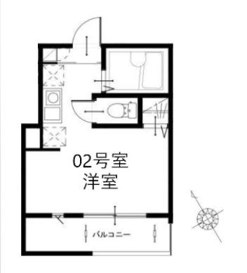 メルディア津田沼(ワンルーム/2階)の間取り写真