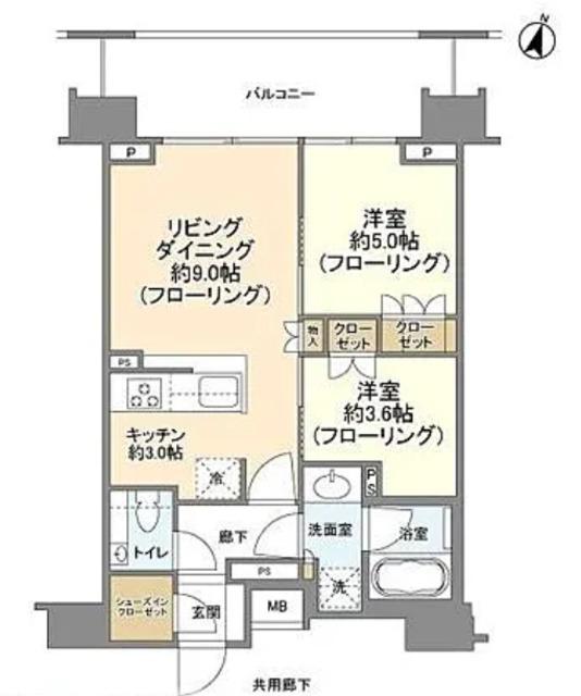 クレヴィア新宿若松町(2LDK/9階)の間取り写真