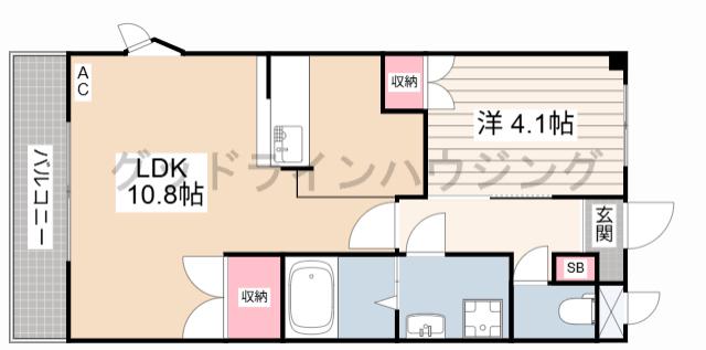 ウィンドヒル(1LDK/2階)の間取り写真