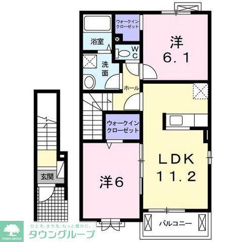 ジェンティルドンナ(2LDK/2階)の間取り写真