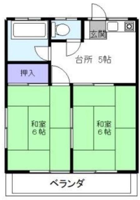 三原台コーポ(2DK/1階)の間取り写真