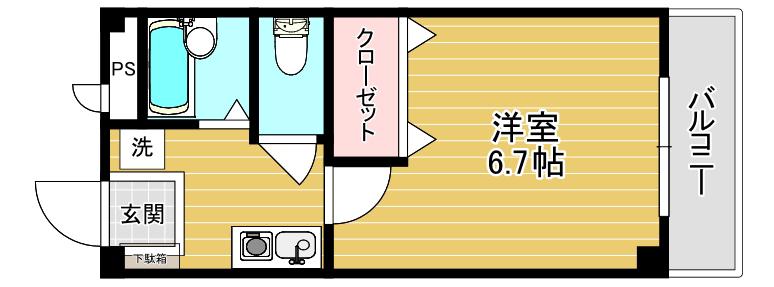ビエント真上(1K/1階)の間取り写真
