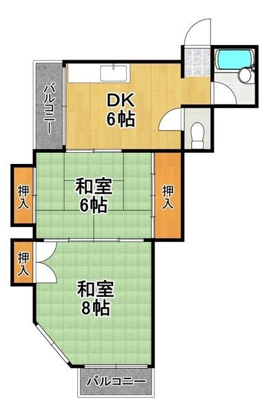 江川ビル(2DK/3階)の間取り写真