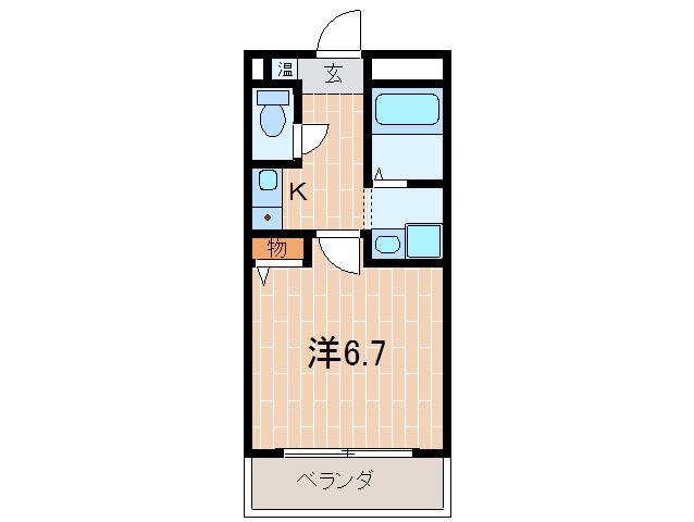 フォルテ汐町(1K/2階)の間取り写真
