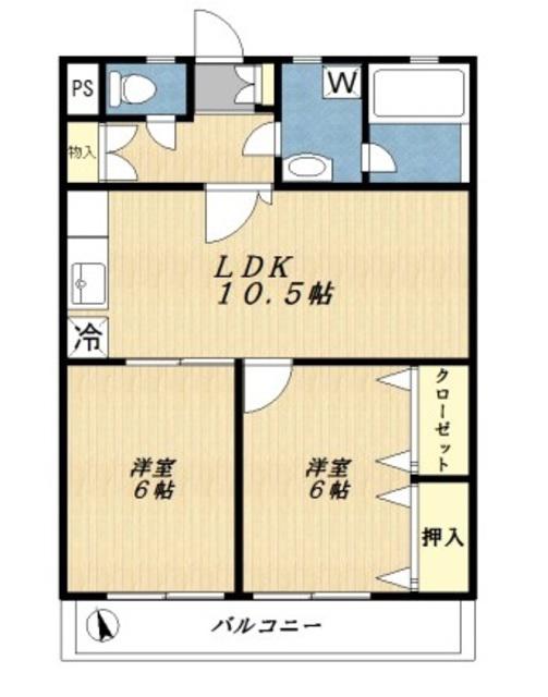 平野グランドハイツ(2LDK/4階)の間取り写真
