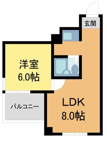 グランディア ミ・アモーレ宝塚南口(1DK/2階)の間取り写真