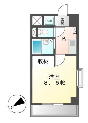 ルミナス名駅(1K/1階)の間取り写真