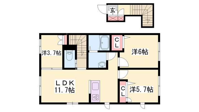 シャーメゾン青山北(3LDK/2階)の間取り写真