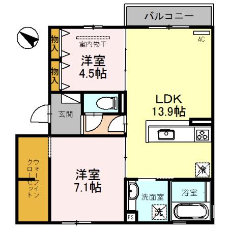 ソフィアコート鳥飼B棟(2LDK/3階)の間取り写真