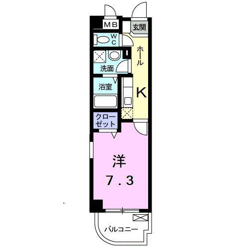 フェリーチェ宮崎台(1K/2階)の間取り写真
