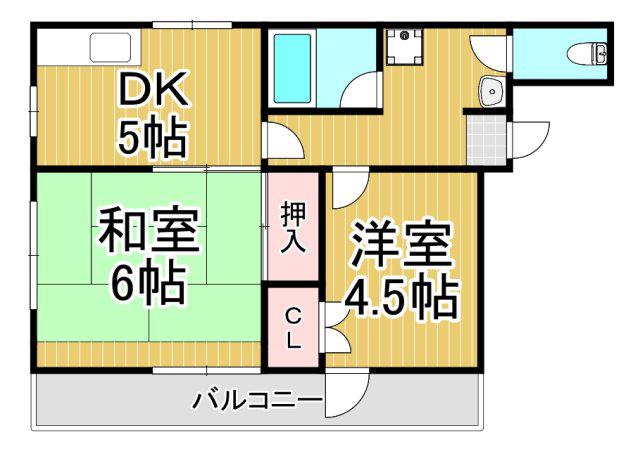 福弥マンション(2DK/2階)の間取り写真