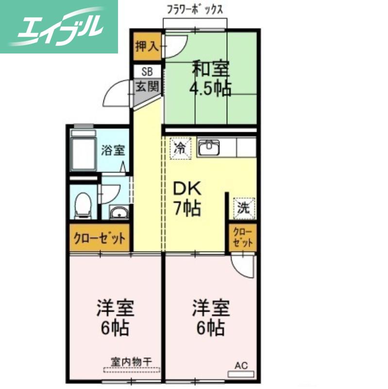 パレーシャル藤原A(3DK/1階)の間取り写真