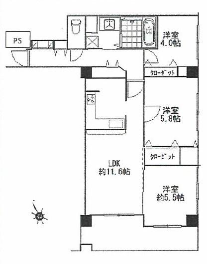 コスモ川口アーバンスクエア(3LDK/2階)の間取り写真