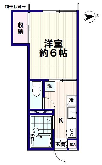サニーハイツ中村(1K/2階)の間取り写真