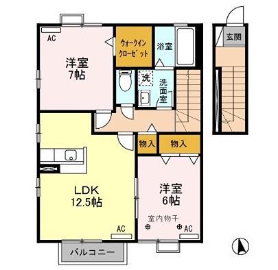 グリーンハウス(2LDK/2階)の間取り写真