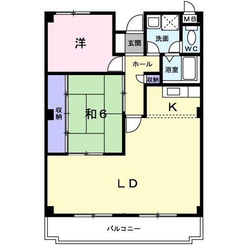 エスポワール茨木(2LDK/2階)の間取り写真