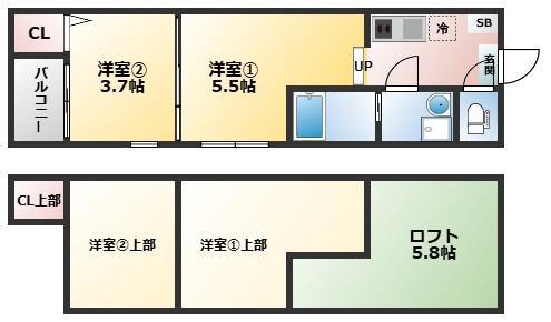 淀ヒルズ(1DK/1階)の間取り写真